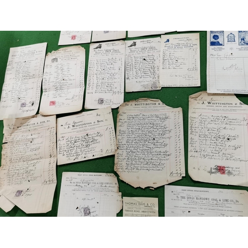 154 - Large job lot of early antique invoices/receipts from the late 1800's early 1900's all from local co... 