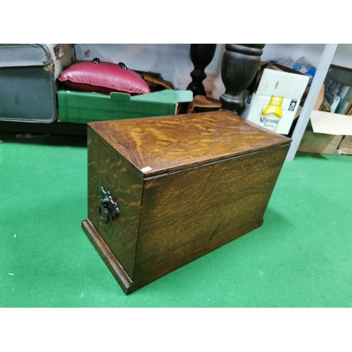 155 - Antique comprehensive solid oak writing slope desk of very nice quality front folds out with drawer ... 