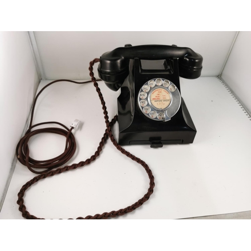 159 - A vintage 1930's black Bakelite GPO 332L telephone with drawer, fully restored and converted for use... 