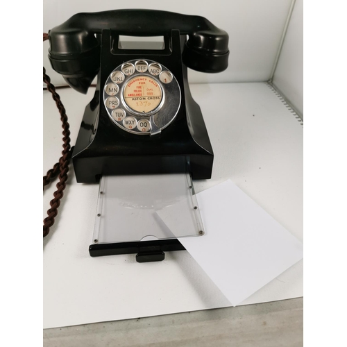 159 - A vintage 1930's black Bakelite GPO 332L telephone with drawer, fully restored and converted for use... 