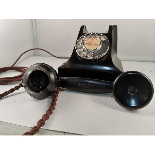 159 - A vintage 1930's black Bakelite GPO 332L telephone with drawer, fully restored and converted for use... 