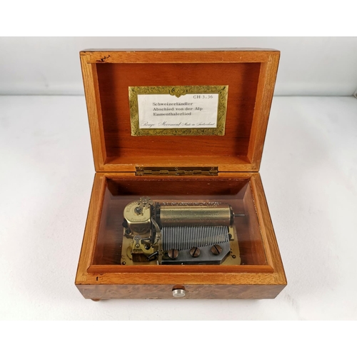 167 - Rare good quality genuine Swiss inlaid music box in excellent condition, plays 3 tunes on 36 teeth, ... 