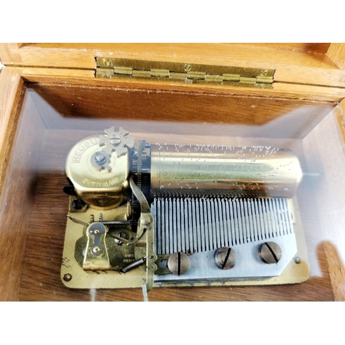 167 - Rare good quality genuine Swiss inlaid music box in excellent condition, plays 3 tunes on 36 teeth, ... 