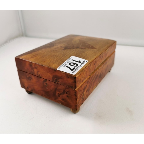 167 - Rare good quality genuine Swiss inlaid music box in excellent condition, plays 3 tunes on 36 teeth, ... 