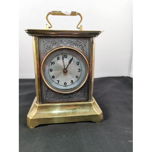 170 - Ornate vintage brass carriage clock in working condition