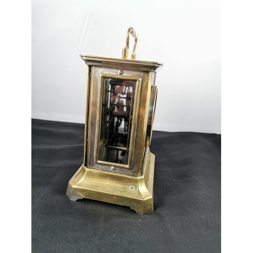 170 - Ornate vintage brass carriage clock in working condition