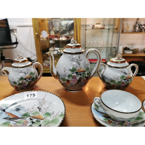 175 - Vintage Satsuma fine china tea set, inc two teapots