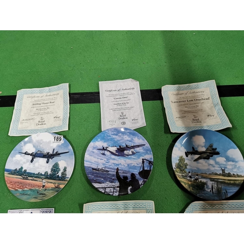 189 - Eight collectable limited edition picture plates of military aircraft by Royal Doulton all with C.O.... 