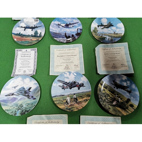 189 - Eight collectable limited edition picture plates of military aircraft by Royal Doulton all with C.O.... 