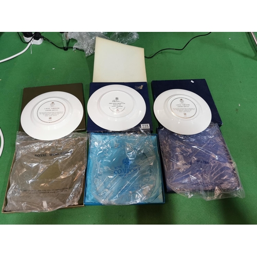 235 - Three boxed collectable plates inc two limited edition employee service plates by Royal Worcester an... 