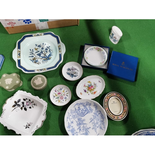 41 - Box full of collectable china inc Masons plates, Chinese moon teapot, Adams plate, Carlton ware sauc... 