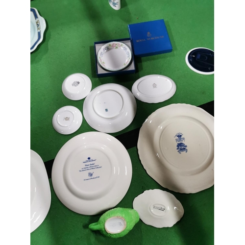 41 - Box full of collectable china inc Masons plates, Chinese moon teapot, Adams plate, Carlton ware sauc... 