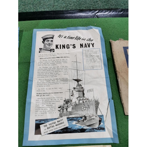 54 - Quantity of vintage posters from a shop clearance inc a kings nave recruitment poster, Pale Thorpe's... 