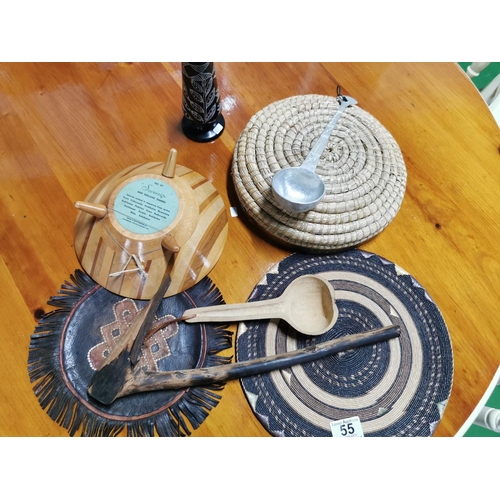 55 - Quantity of ethnic items brought back from north Nigeria non tourist pieces,  along with a New Zeala... 