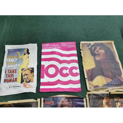 57 - Quantity of seven vintage posters of iconic singers inc an original 10CC concert poster