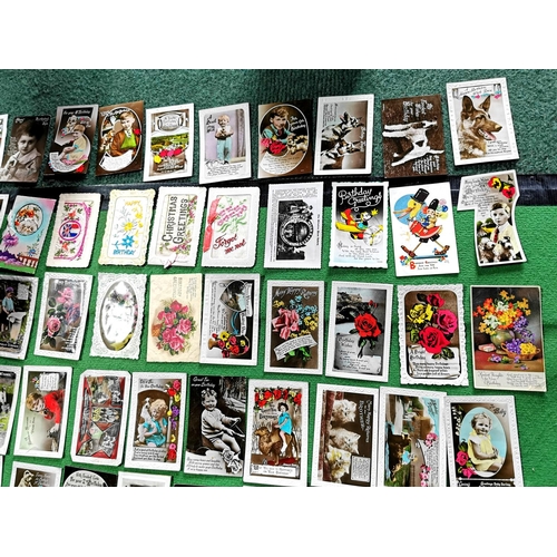 62 - Large quantity of 91 in total of various colourful vintage greeting and birthday cards