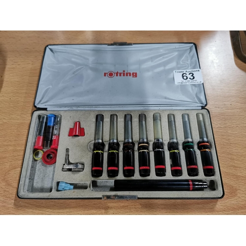 63 - Vintage cased Rotring precision pen set