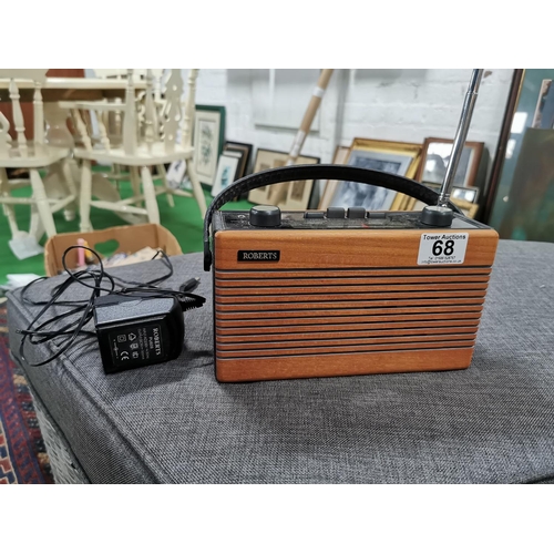 68 - Roberts R761 vintage portable radio with a power lead, working order