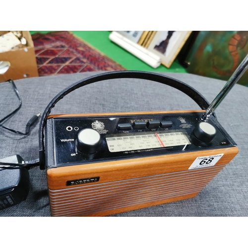 68 - Roberts R761 vintage portable radio with a power lead, working order