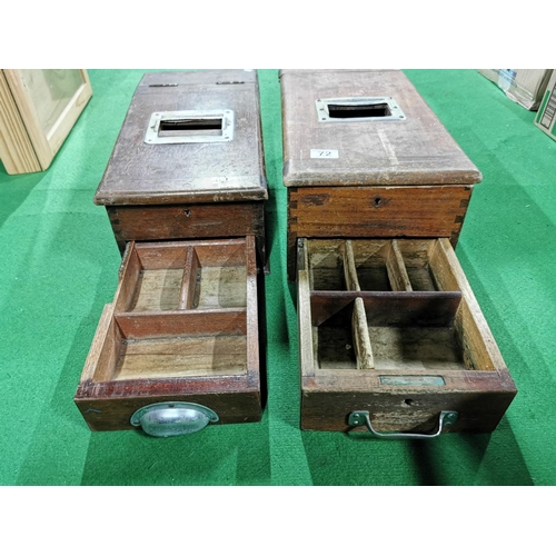 72 - Pair of vintage wooden shop tills complete with their bells