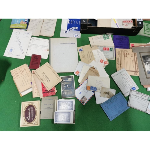 83 - Box full of various ephemera inc stamped envelopes photographs programmes etc