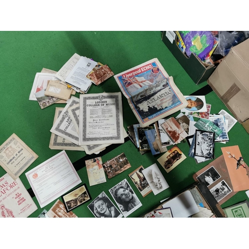 83 - Box full of various ephemera inc stamped envelopes photographs programmes etc