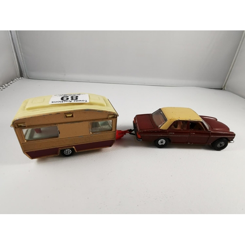 89 - Corgi Mercedes Benz 240D and matching caravan