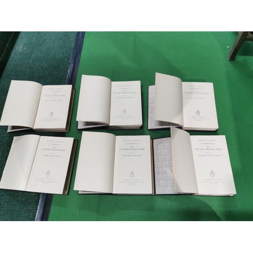 131 - Complete set of 6 first edition volumes Winston Churchill second world war with an oak book trough