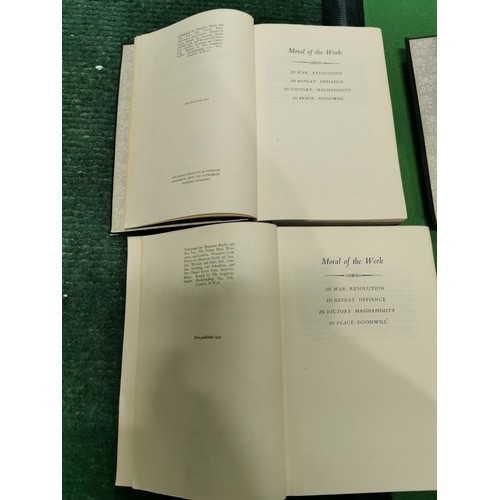 131 - Complete set of 6 first edition volumes Winston Churchill second world war with an oak book trough