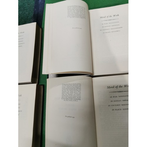 131 - Complete set of 6 first edition volumes Winston Churchill second world war with an oak book trough