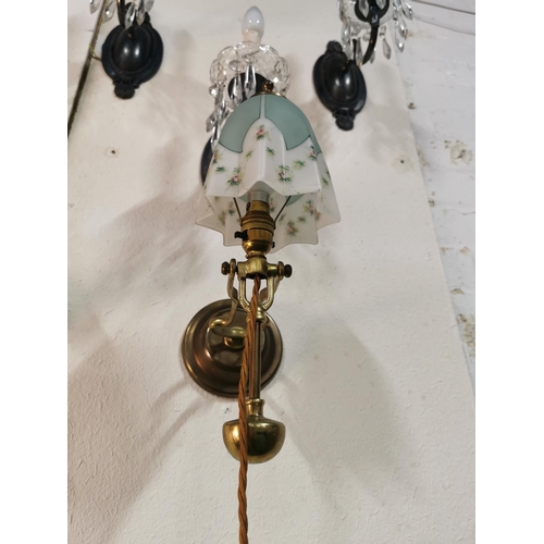 122 - Pair of antique Playmit AP9009 gimble ship lamps with one good glass shade, fully converted to elect... 