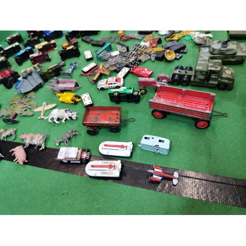 32 - Box full of diecast cars and other toys inc lead figures etc