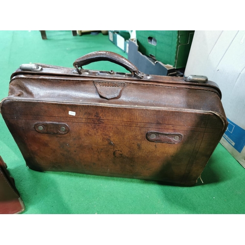 62 - Two Gladstone bags inc a good early leather Gladstone bag in good condition