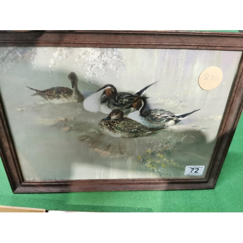 72 - Quantity of framed pictures inc three hunting scene ones