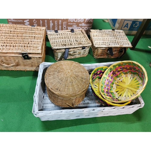 74 - Box full of various wicker baskets