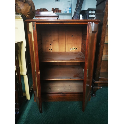 365 - Solid mahogany George iii period two door cupboard/cabinet with adjustable shelves Brass side carry ... 