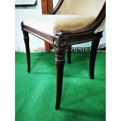 368 - Very nice Cotswold furniture company carved solid mahogany swan neck upholstered chair in excellent ... 