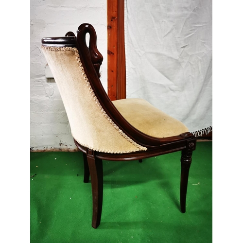 368 - Very nice Cotswold furniture company carved solid mahogany swan neck upholstered chair in excellent ... 