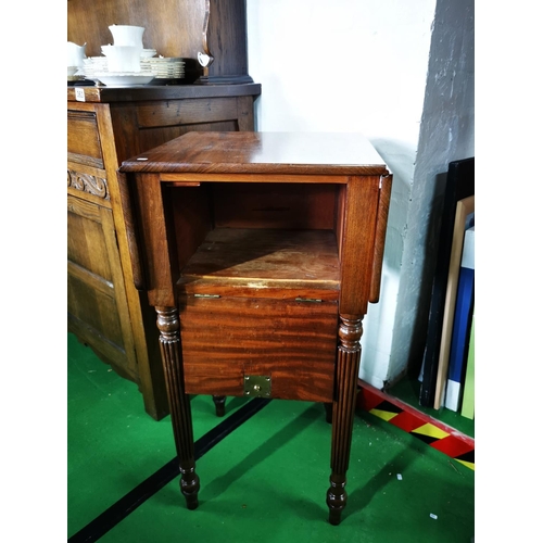 371 - Regency George III period solid mahogany drop leaf bedside/ pot cupboard table with false drawers to... 