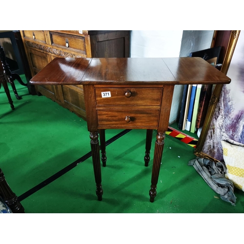 371 - Regency George III period solid mahogany drop leaf bedside/ pot cupboard table with false drawers to... 