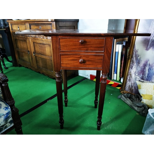 371 - Regency George III period solid mahogany drop leaf bedside/ pot cupboard table with false drawers to... 