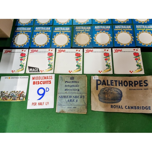 285 - Large job lot of various vintage shop price tickets inc some double sided ones Libby's ticket etc