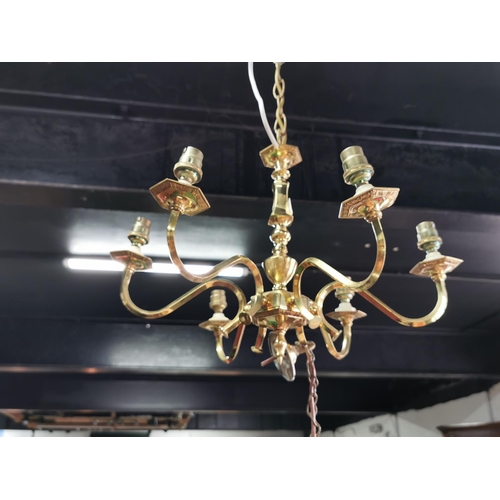 428 - Six division ornate brass light fitting