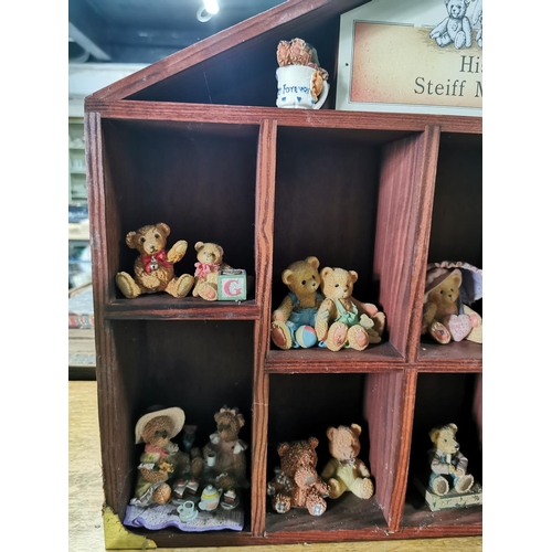 102 - Steiff miniatures display case containing a quantity of teddy bears by Enesco etc (not Steiff) three... 