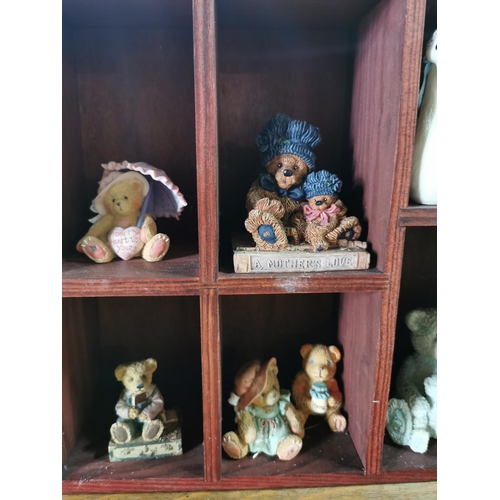 102 - Steiff miniatures display case containing a quantity of teddy bears by Enesco etc (not Steiff) three... 