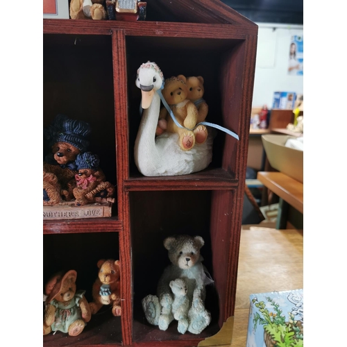 102 - Steiff miniatures display case containing a quantity of teddy bears by Enesco etc (not Steiff) three... 