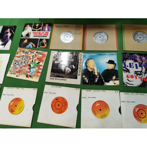 114 - Large job lot of 45 single records inc some good bands Adam Faith, Andy Williams, The Beatles, etc a... 