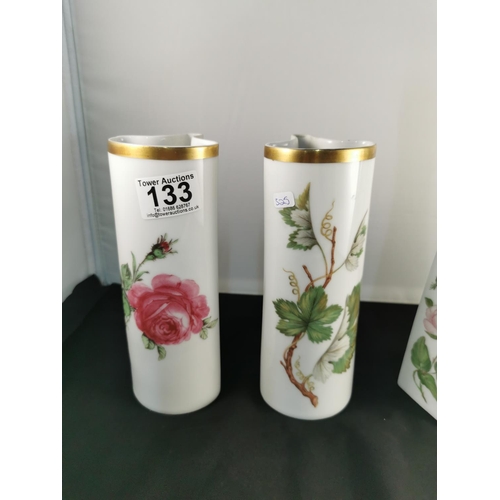 133 - Quantity of 4 vases inc a pair of good quality Humilux Bruxelles vases an ornate tall hand painted v... 