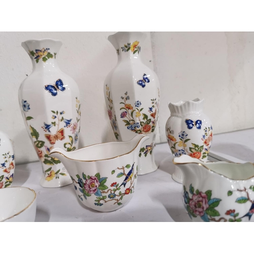 142 - 11 piece Aynsley Cottage Garden and Pembroke china set inc vases lidded pots etc