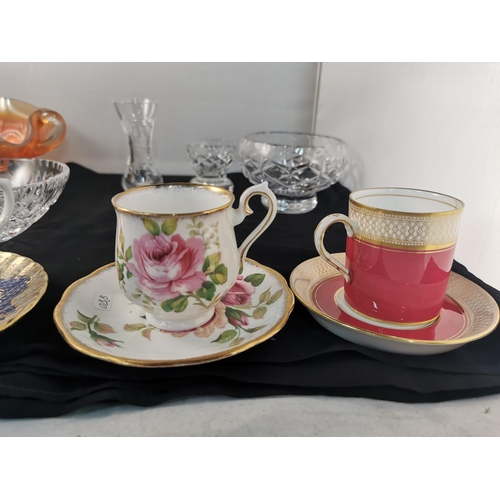 146 - four pieces of good quality crystal glassware inc a Thomas Webb bowl and four cups & saucers inc Roy... 